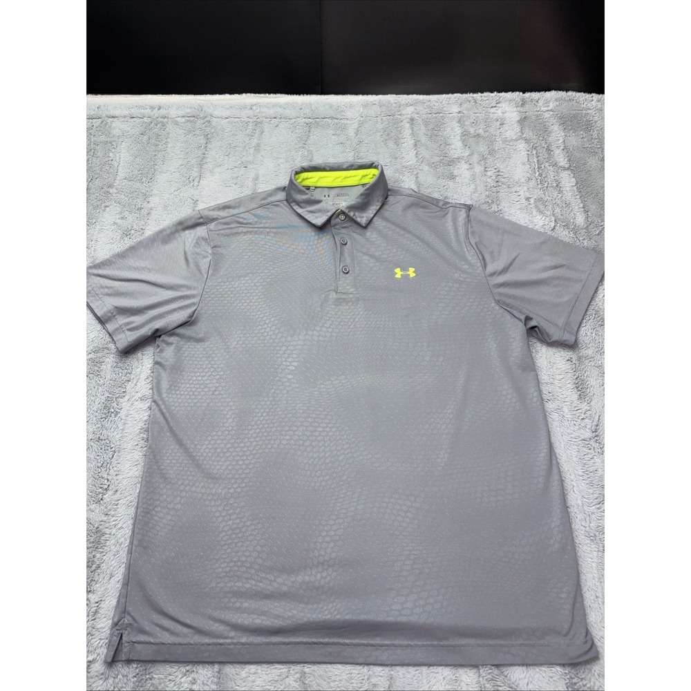 Under Armour armor Polo Shirt‎ XL grey gray green Heatgear